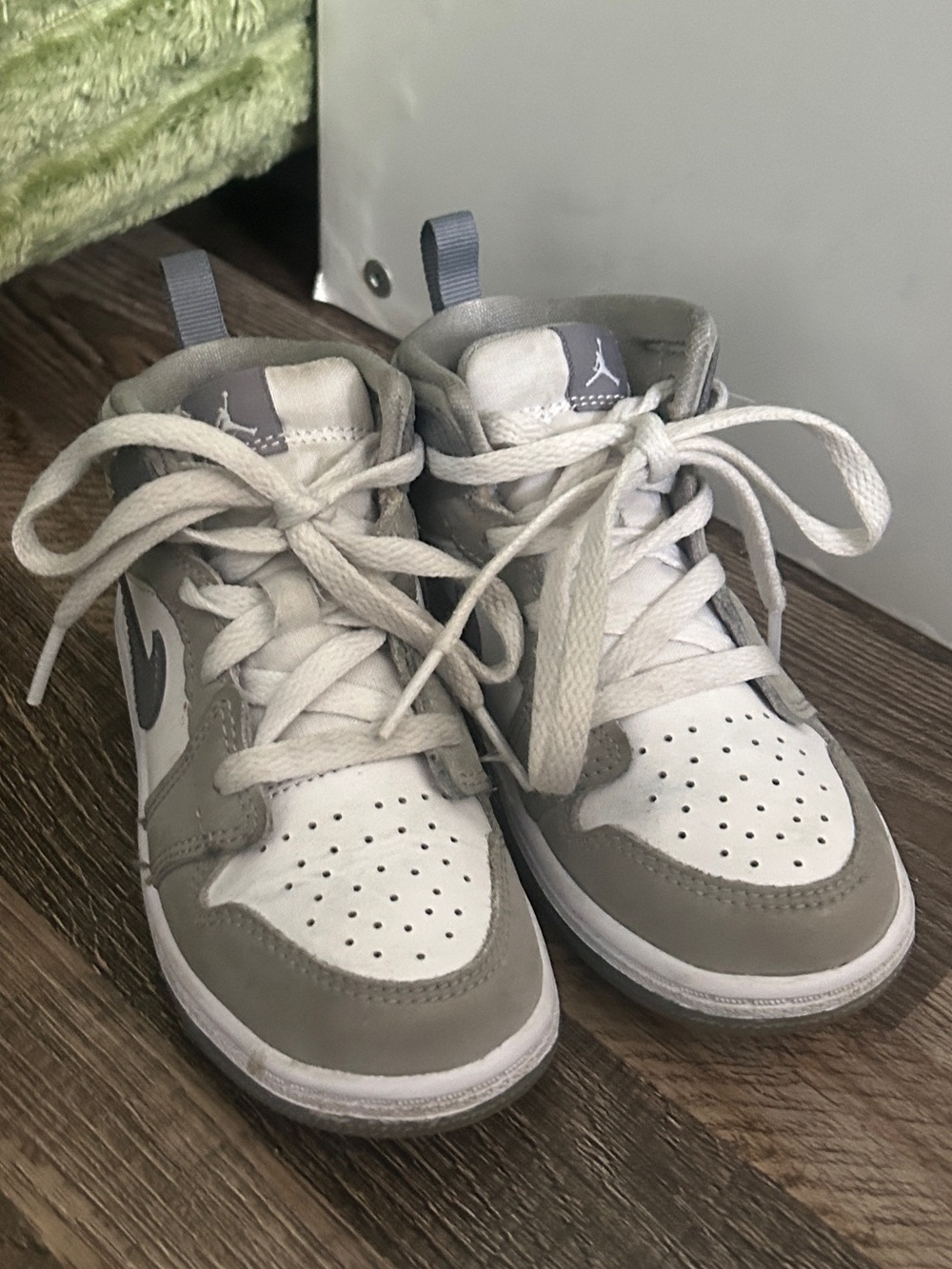 Jordan Kids White & Gray High-Top Sneakers